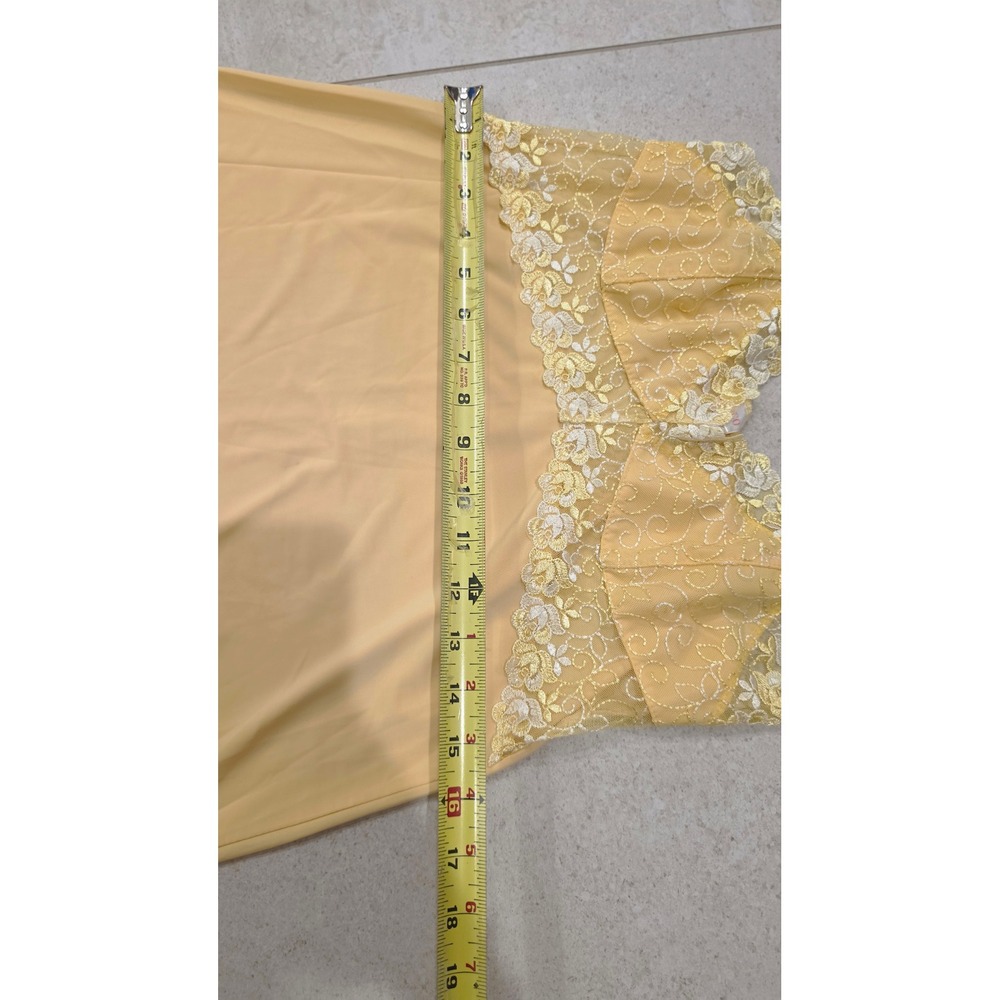 VTG Yellow Floral Lace Trim Nightgown Adjustable Straps Chemise Slip Dress SZ XL - Picture 6 of 11